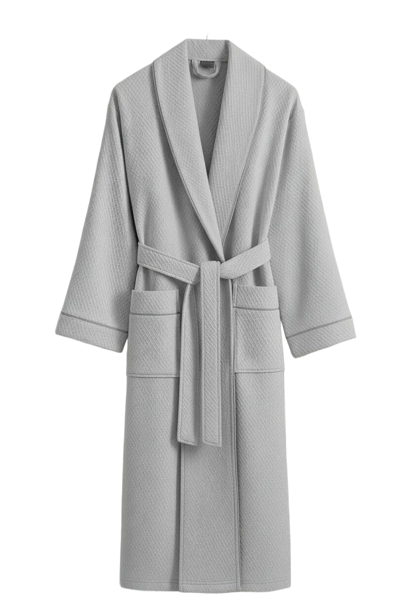The Cotton Piqué Bathrobe - Grey