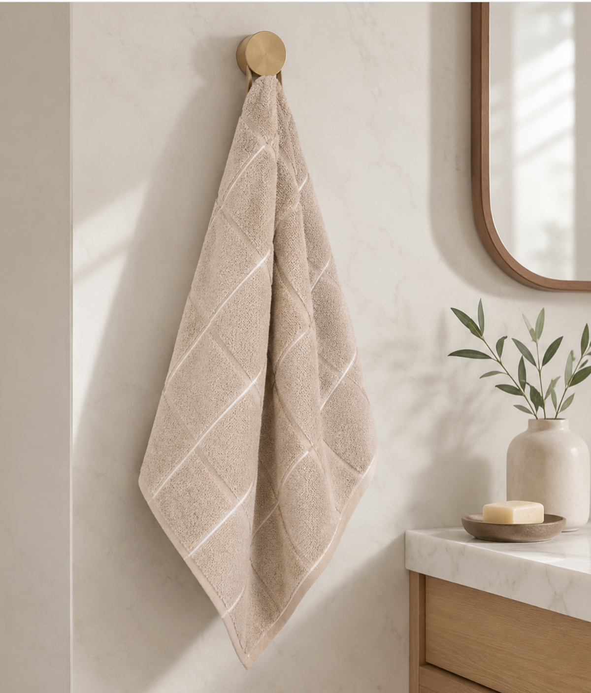 Mysig kakelhandduk - Sandbeige
